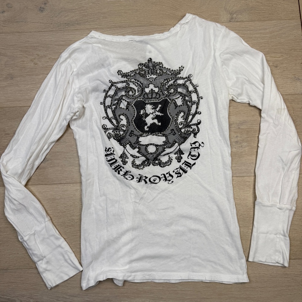 White Long Sleeve with Black Graphic Design